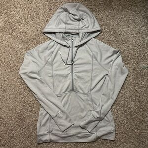 Grey Pinstripe Athleta Half-Zip Lightweight Hoodie